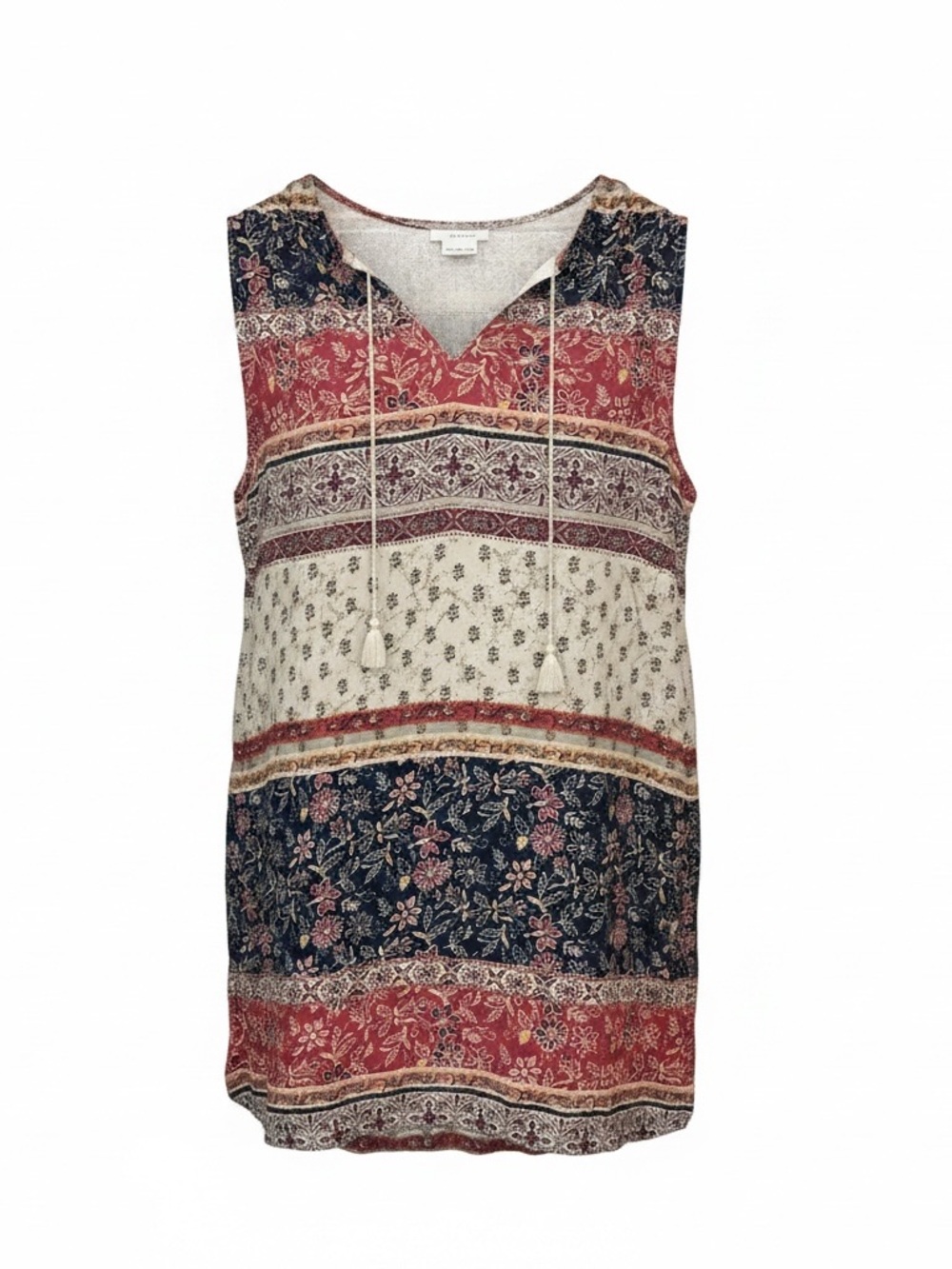 beachlunchlounge Floral Patchwork V-Neck Tassel Dress Swimsuit Cover - Size XL